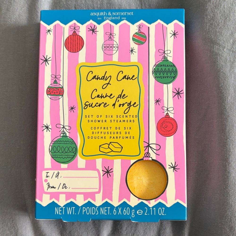 NWT Asquith & Somerset Candy Cane Shower Steamers 6 x 60g
